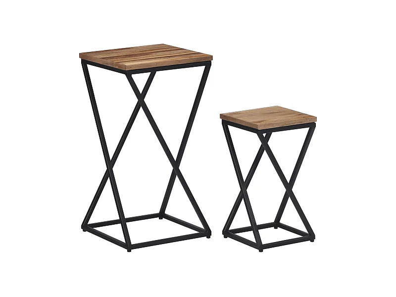 Tables d'appoint 2 pcs teck de récupération massif