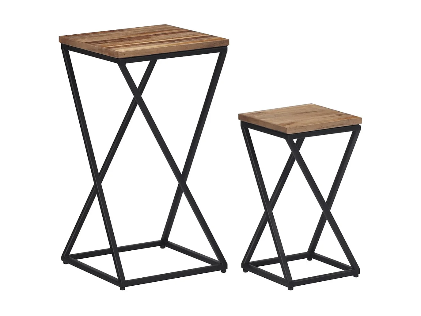 Tables d'appoint 2 pcs teck de récupération massif