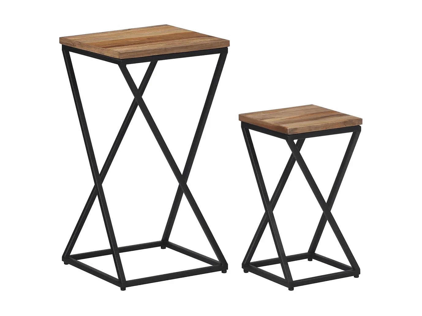 Tables d'appoint 2 pcs teck de récupération massif