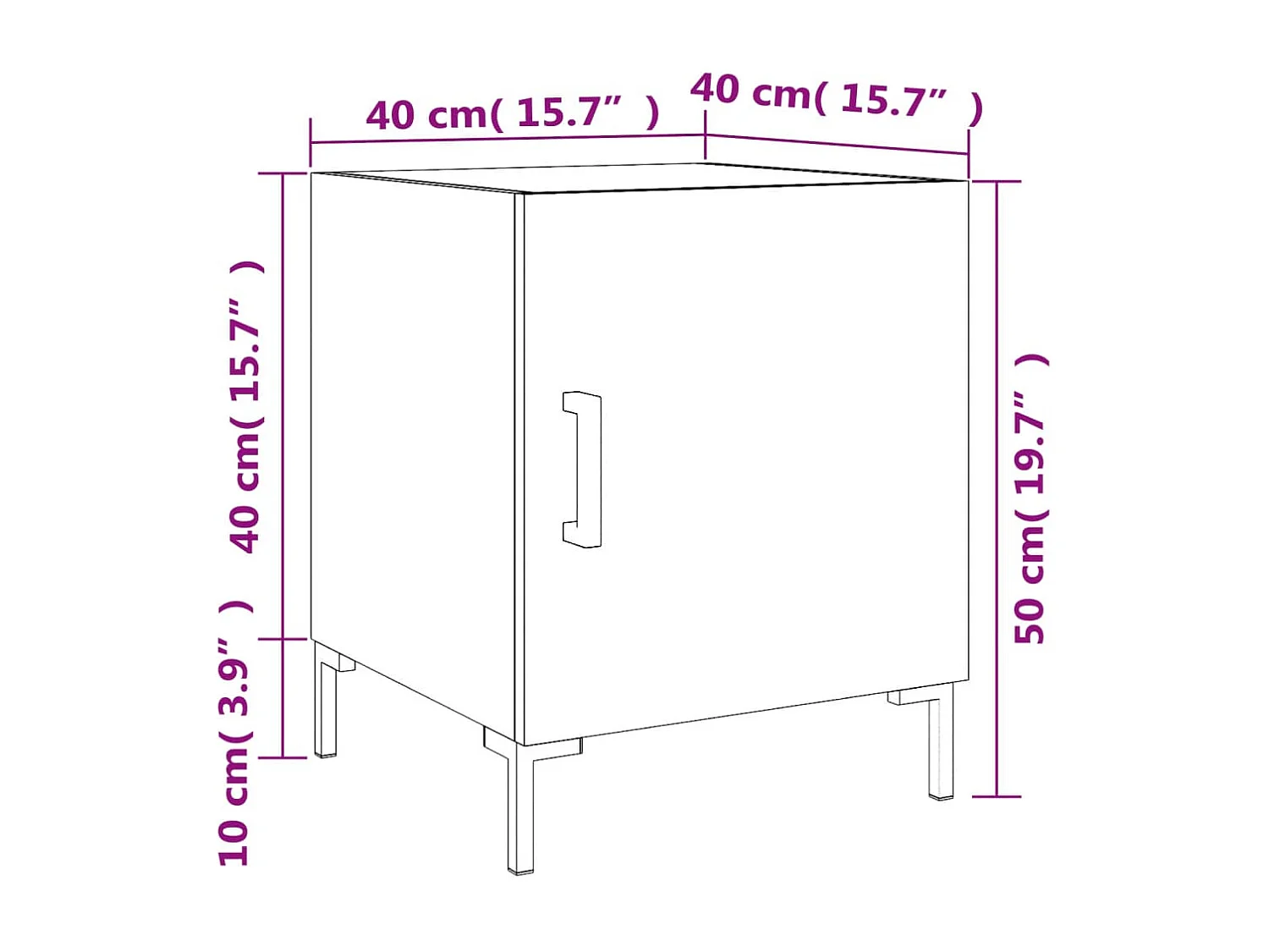 Table de chevet gris béton 40x40x50 cm bois d’ingénierie