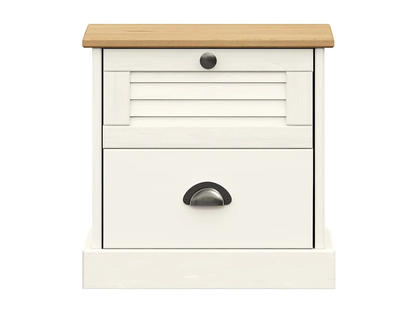 Comodino VIGO Bianco 42x35x42 cm in Legno Massello di Pino