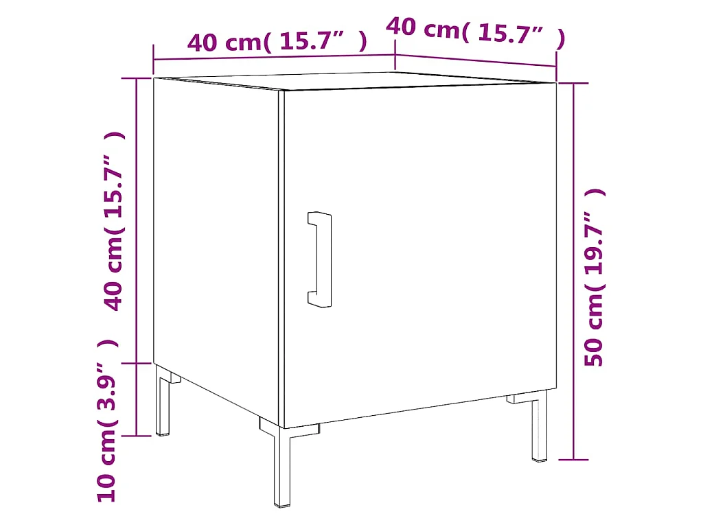 Tables de chevet 2pcs chêne marron 40x40x50cm bois d'ingénierie