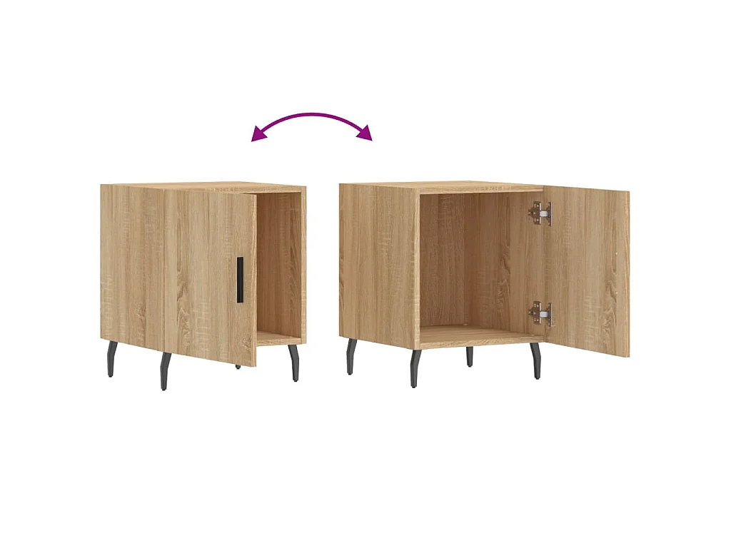 Nachtkastjes 2 st 40x40x50 cm bewerkt hout sonoma eikenkleurig