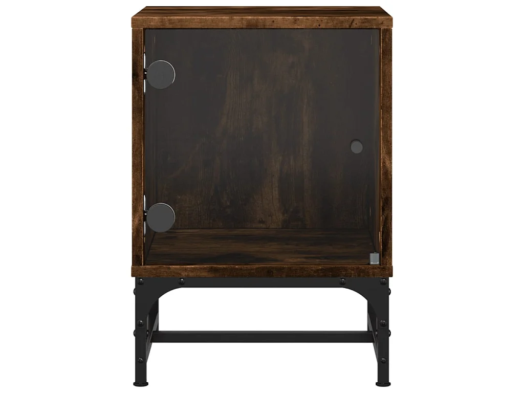 Tables de chevet et portes vitrées 2 pcs chêne fumé 35x37x50 cm