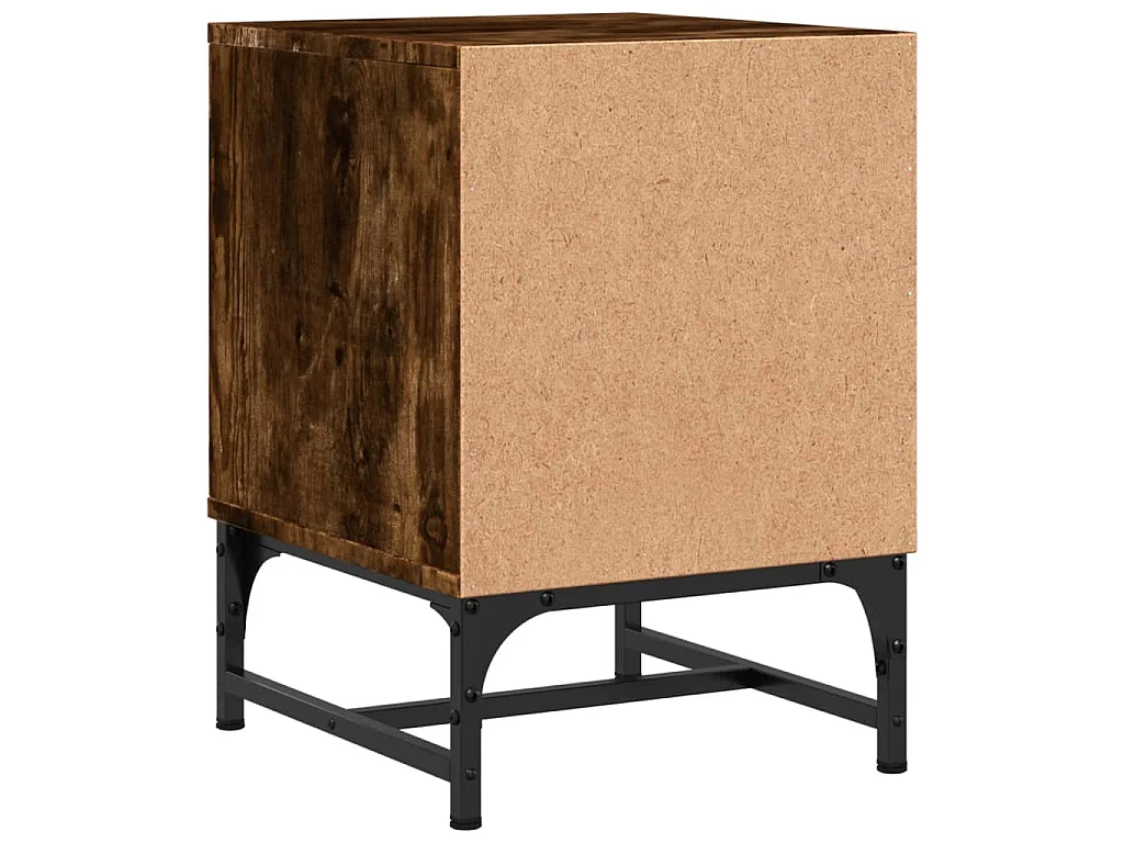 Tables de chevet et portes vitrées 2 pcs chêne fumé 35x37x50 cm