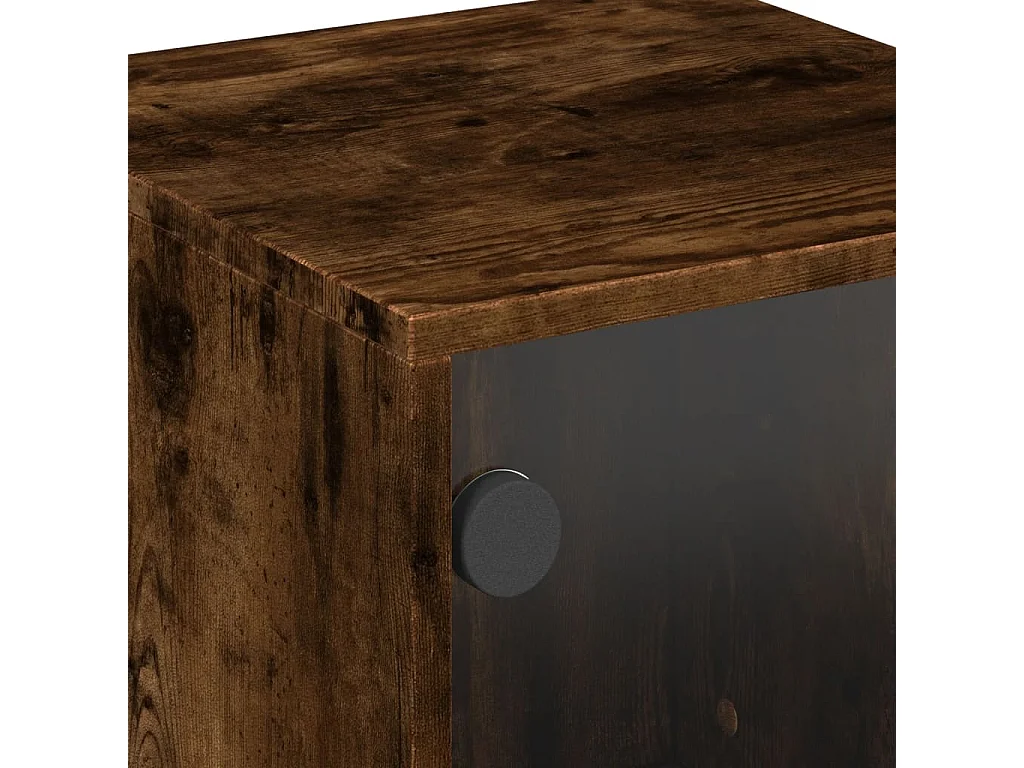 Tables de chevet et portes vitrées 2 pcs chêne fumé 35x37x50 cm