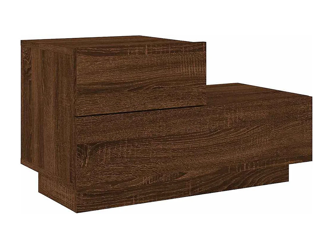 Table de chevet avec lumières LED chêne marron 70x36x40,5 cm
