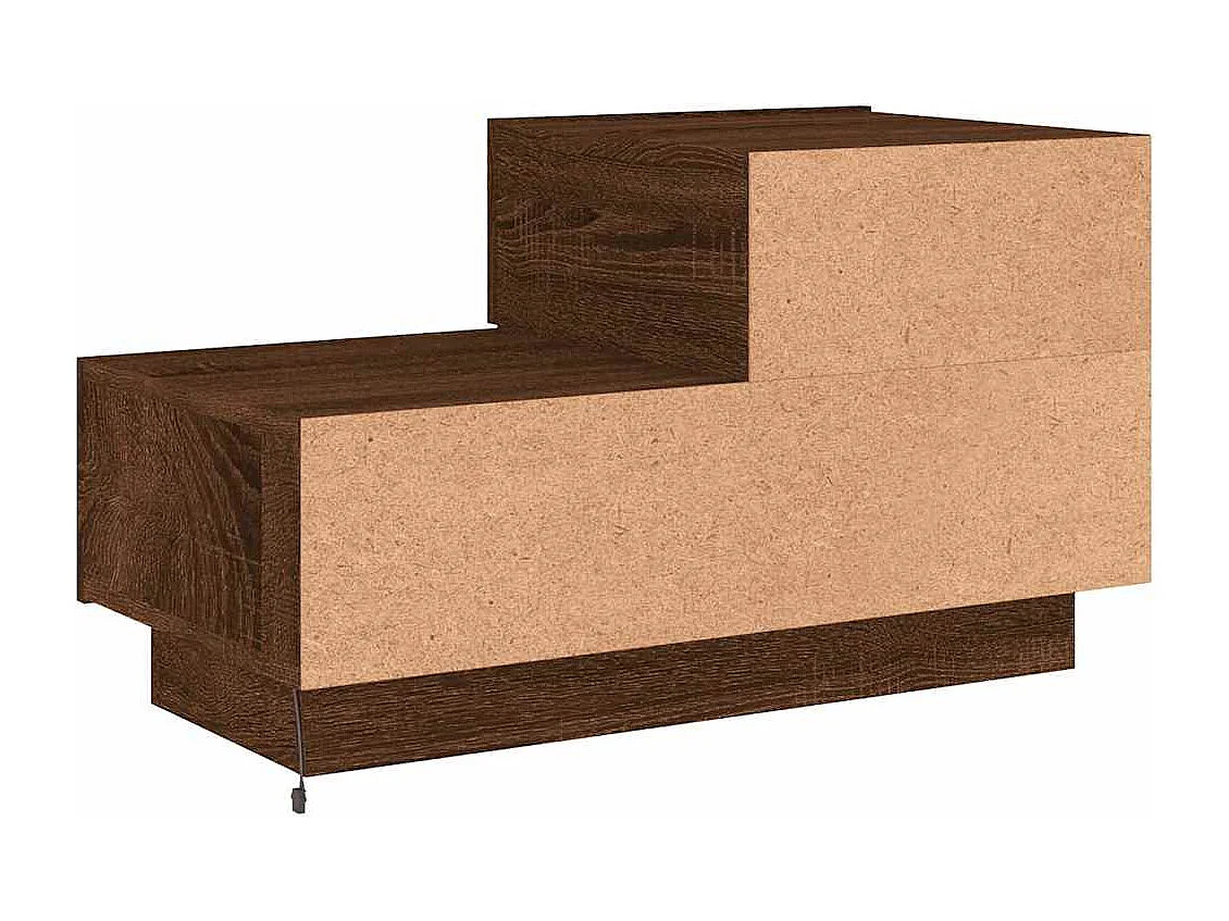Table de chevet avec lumières LED chêne marron 70x36x40,5 cm
