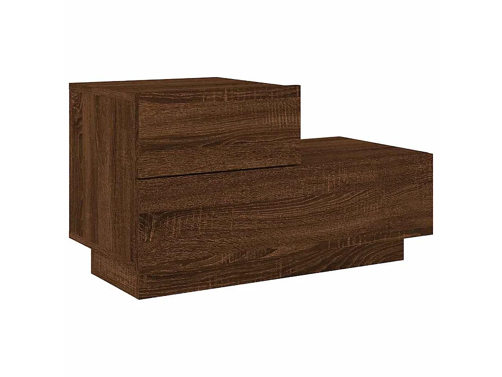 Table de chevet avec lumières LED chêne marron 70x36x40,5 cm