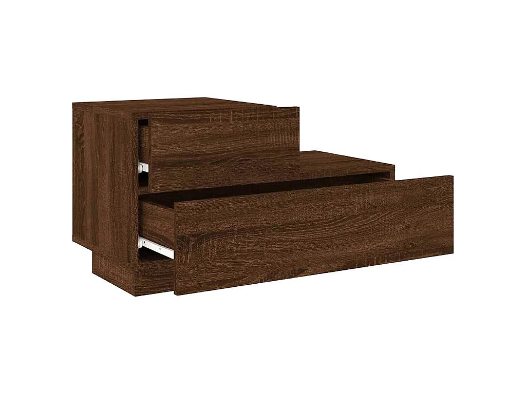 Table de chevet avec lumières LED chêne marron 70x36x40,5 cm