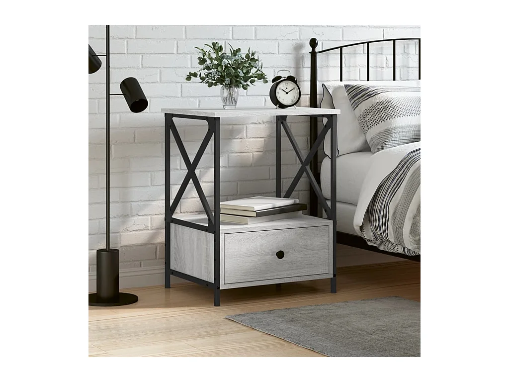 Comodino Grigio Sonoma 50x41x65 cm in Legno Multistrato