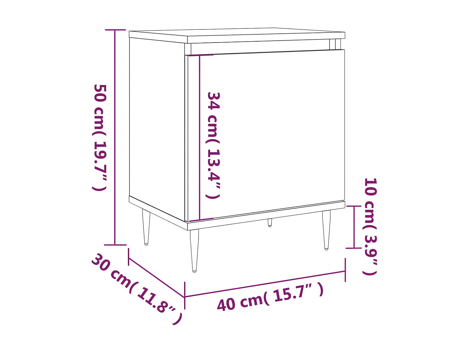 Nachtkastjes 2 st 40x30x50 cm bewerkt hout wit