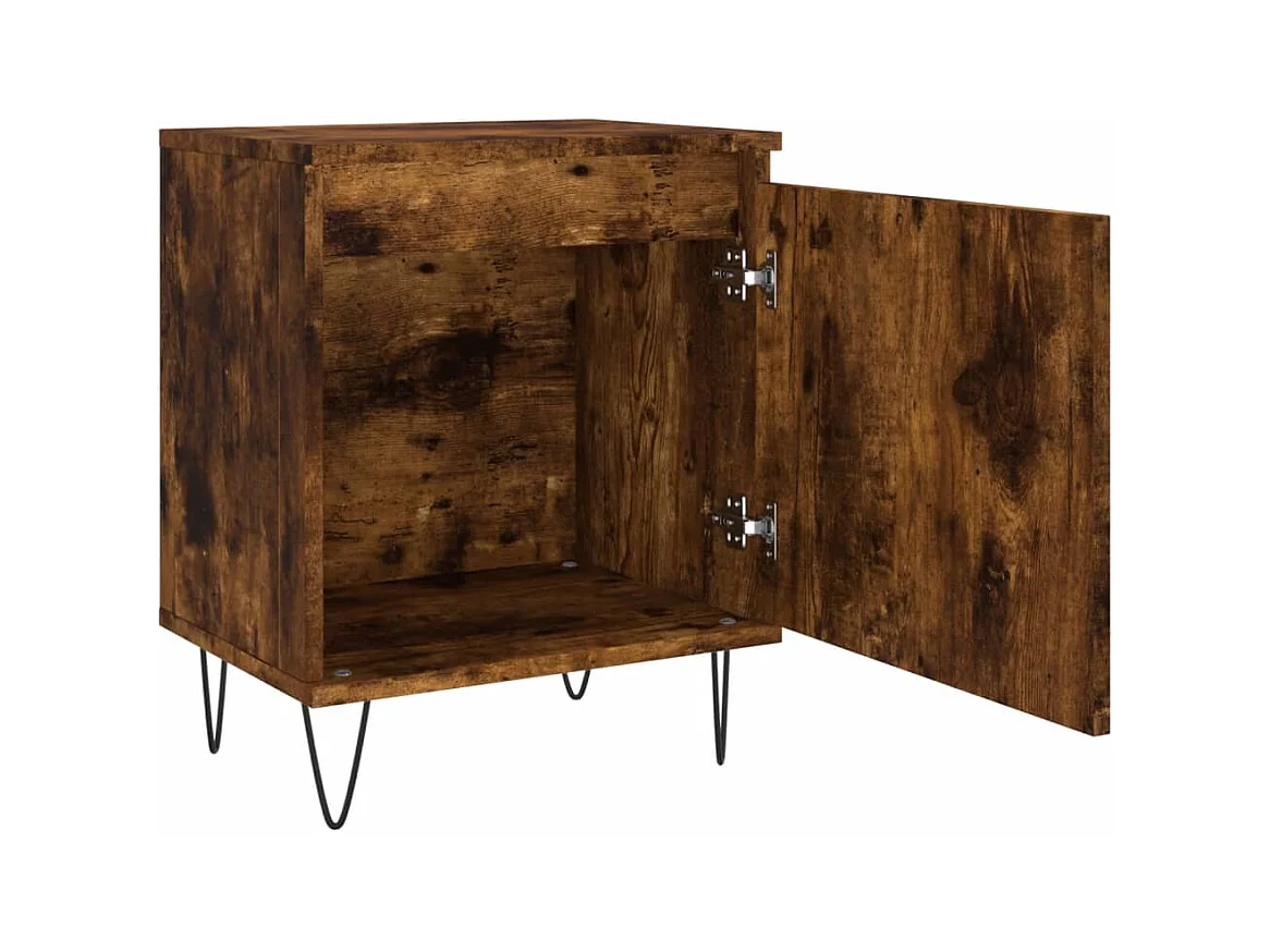 Nachtkastje 40x30x50 cm bewerkt hout gerookt eikenkleurig
