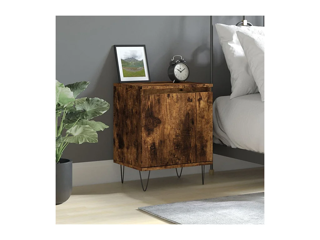 Table de chevet chêne fumé 40x30x50 cm bois d'ingénierie