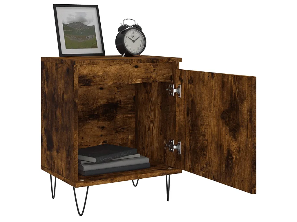 Table de chevet chêne fumé 40x30x50 cm bois d'ingénierie