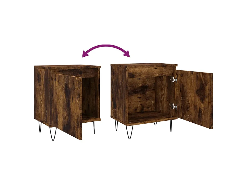 Table de chevet chêne fumé 40x30x50 cm bois d'ingénierie