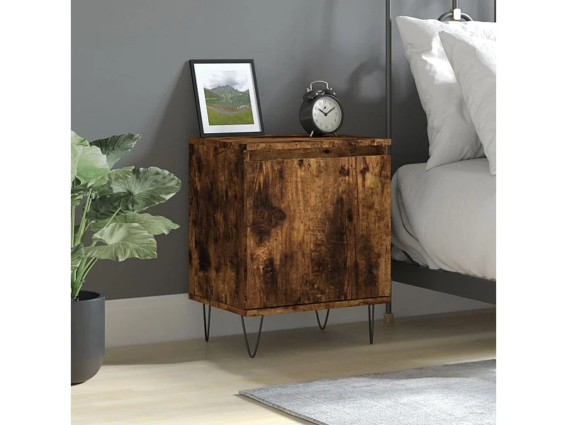 Table de chevet chêne fumé 40x30x50 cm bois d'ingénierie