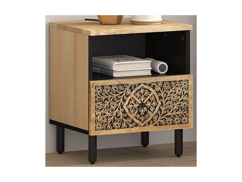 Table de chevet 40x33x46 cm Bois de manguier solide