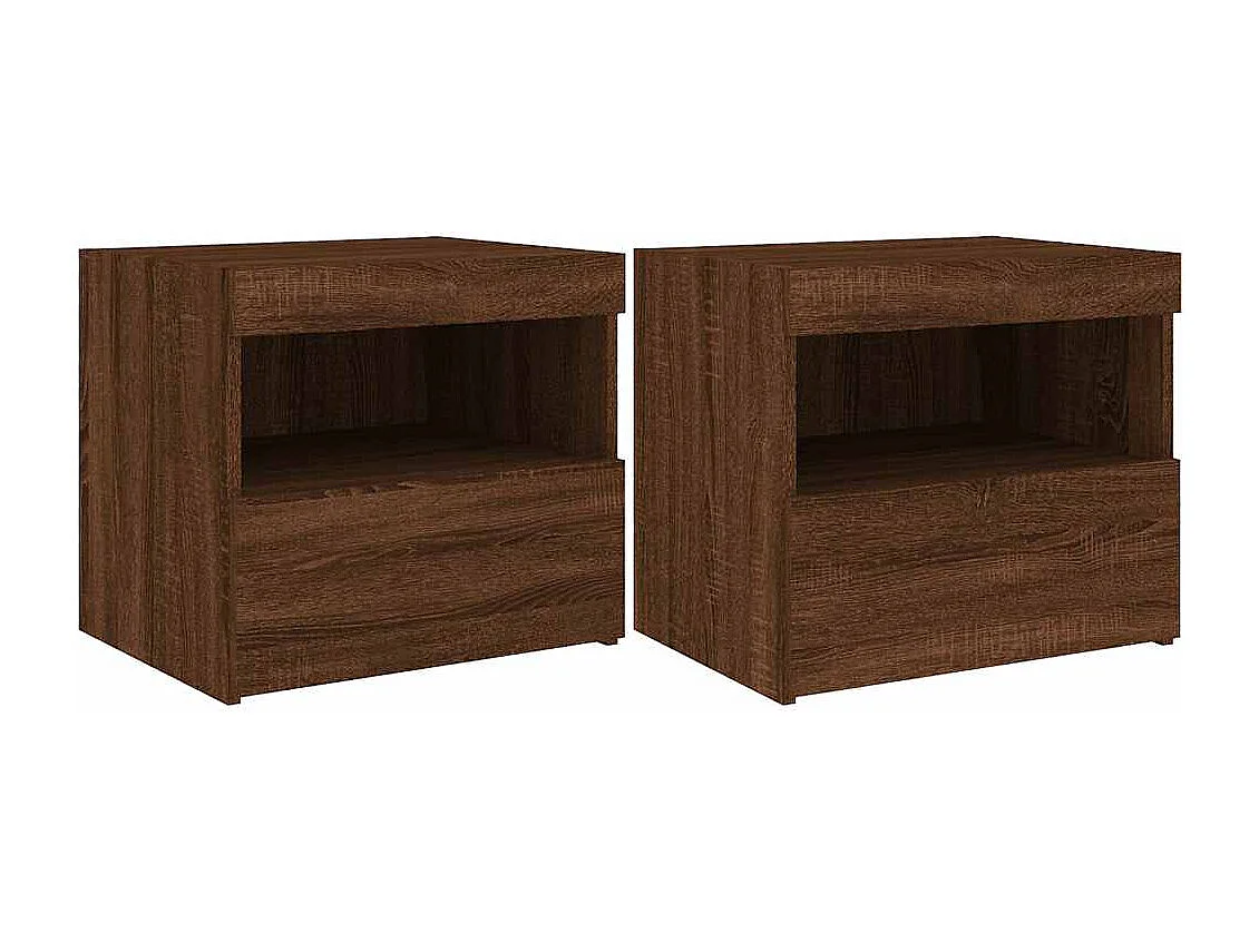 Nachttische mit LED-Leuchten 2 Stk. Braun Eiche 50x40x45 cm