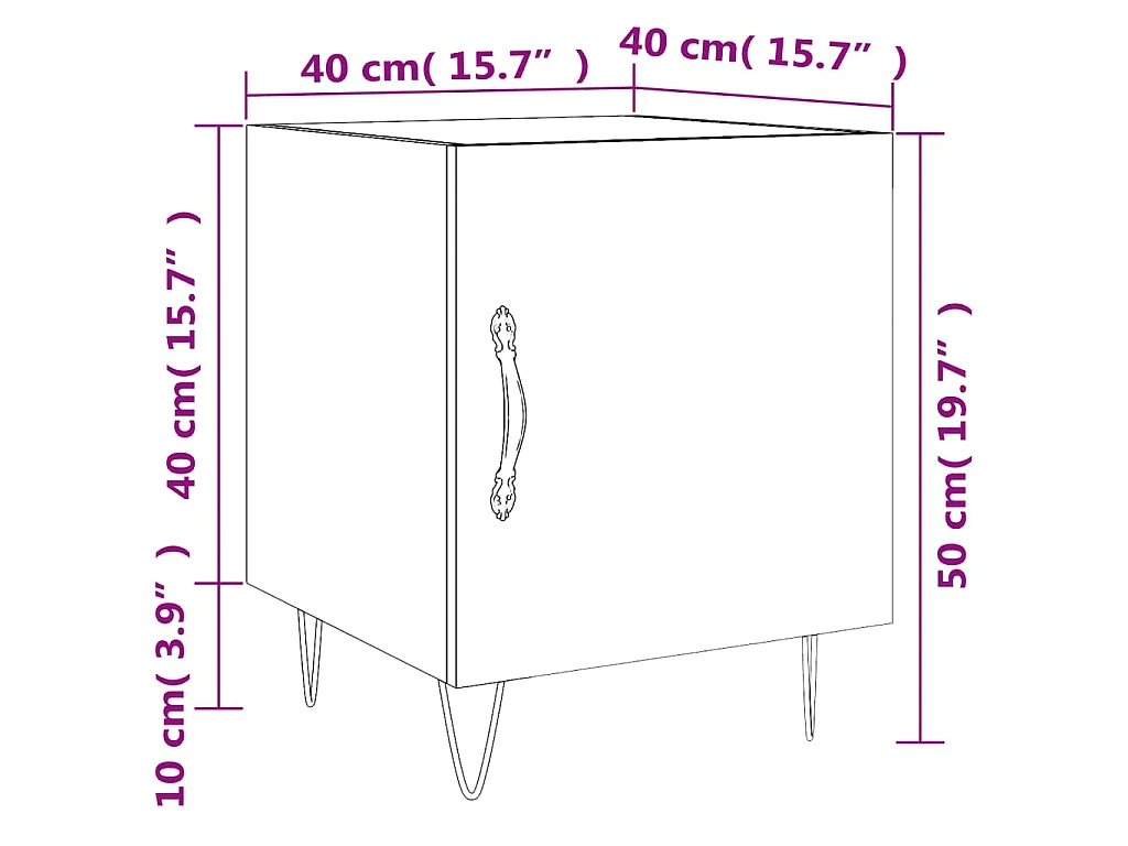 Mesita de noche madera de ingeniería marrón roble 40x40x50 cm
