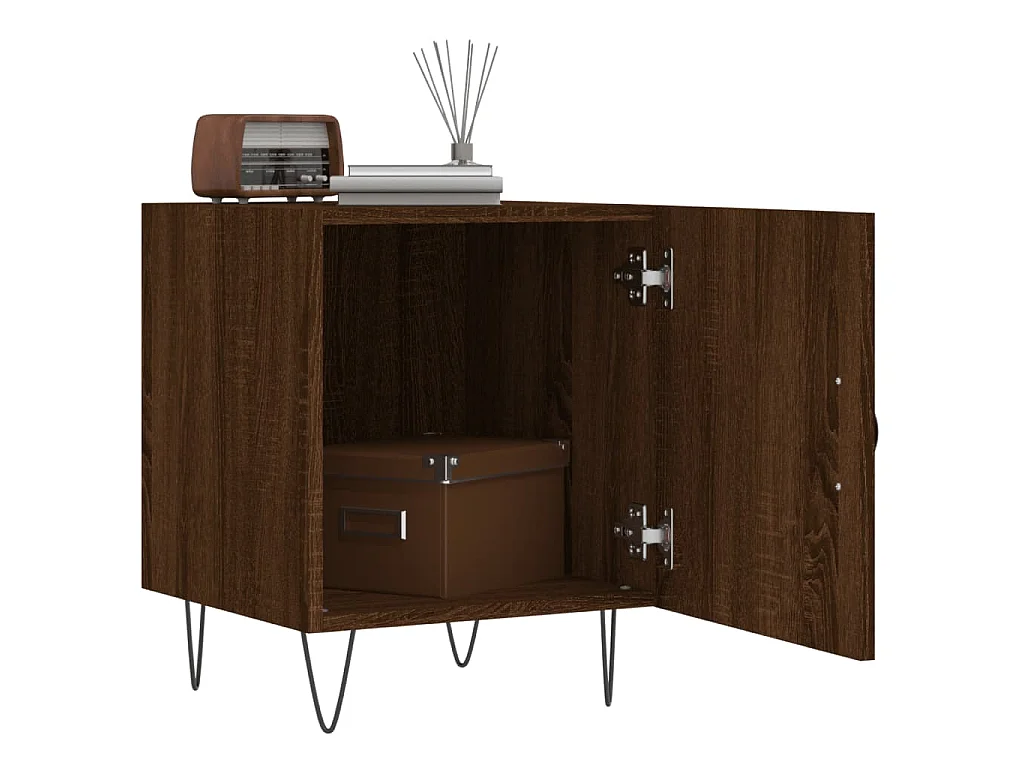 Table de chevet chêne marron 40x40x50 cm bois d’ingénierie