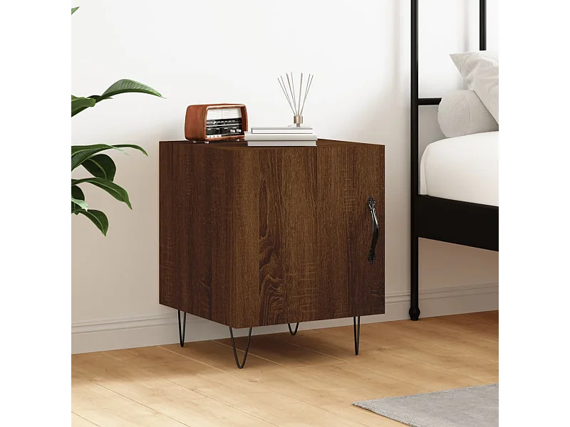 Table de chevet chêne marron 40x40x50 cm bois d’ingénierie