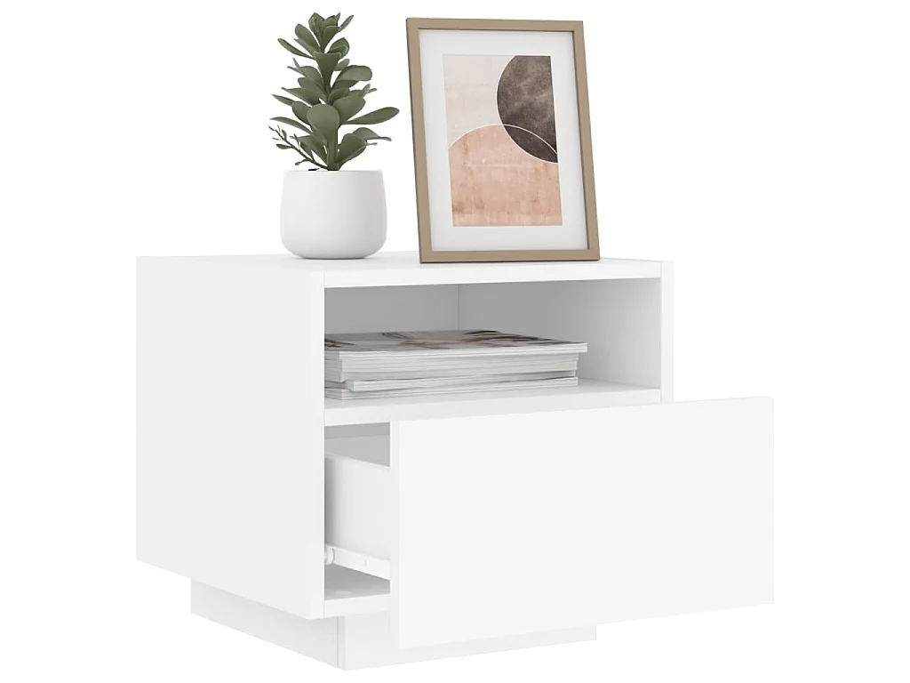 Nachtkastje met LED-verlichting 40x39x37 cm wit