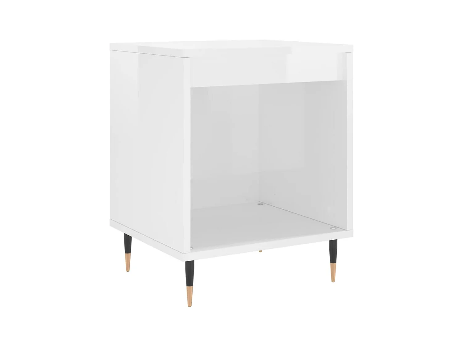 Comodino Bianco Lucido 40x35x50 cm in Legno Multistrato