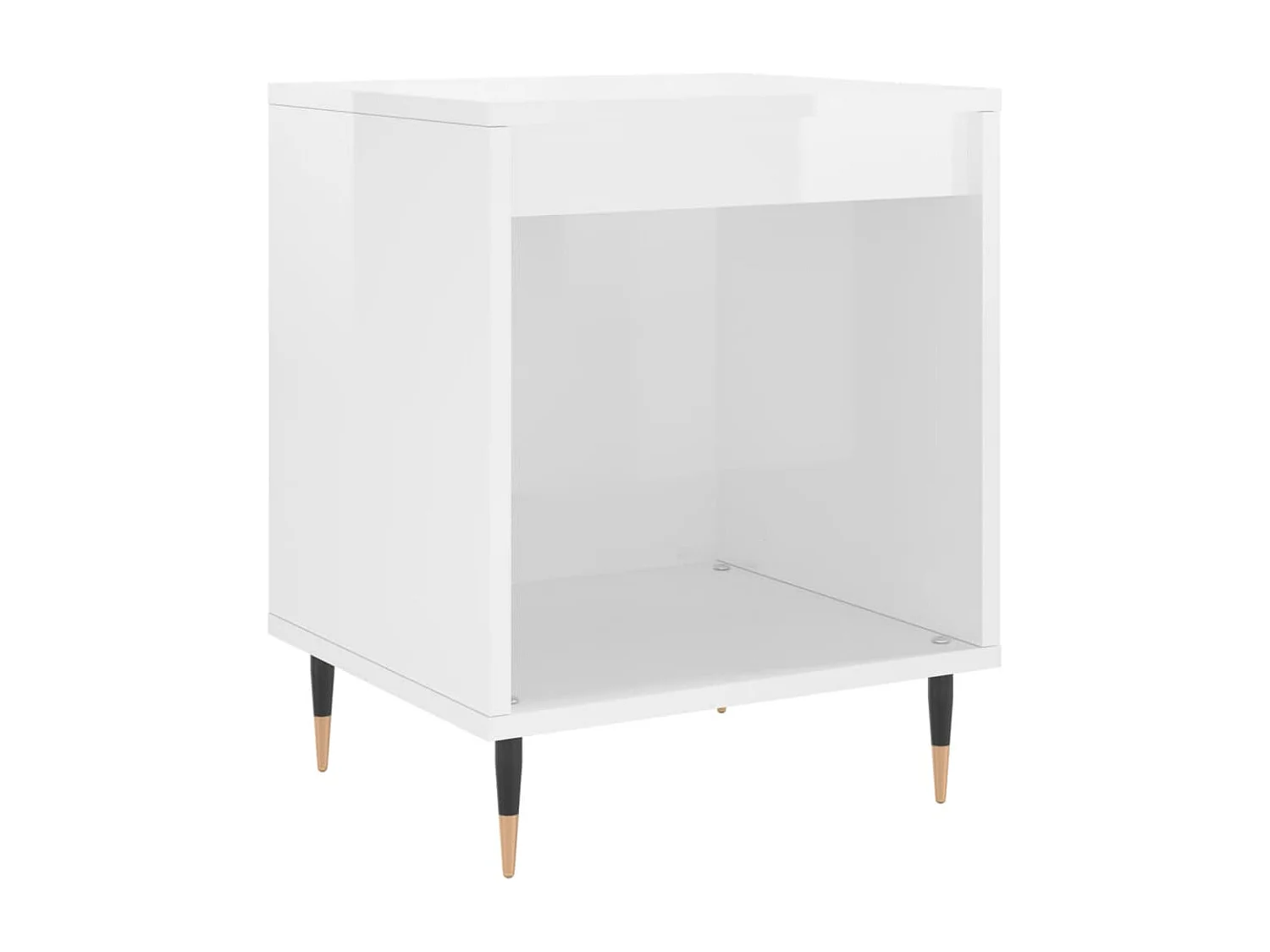 Mesita de noche madera de ingeniería blanco brillo 40x35x50 cm