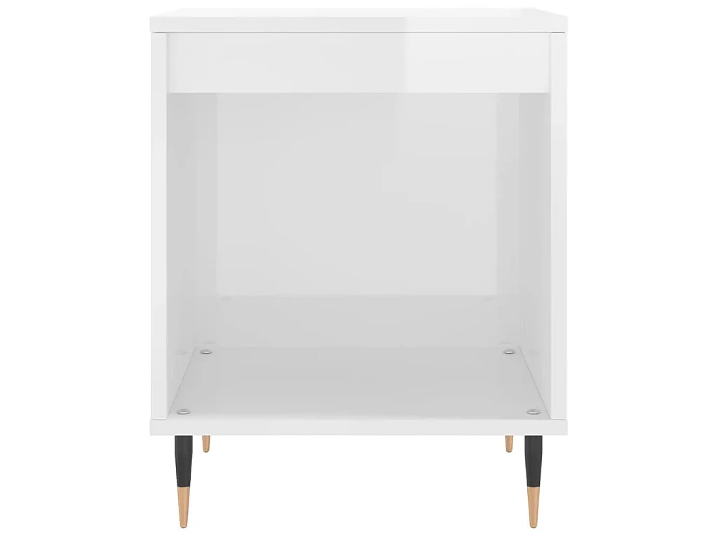Mesita de noche madera de ingeniería blanco brillo 40x35x50 cm