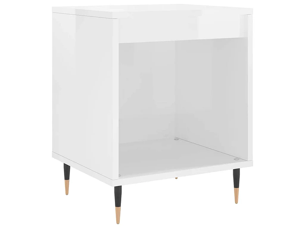 Comodino Bianco Lucido 40x35x50 cm in Legno Multistrato
