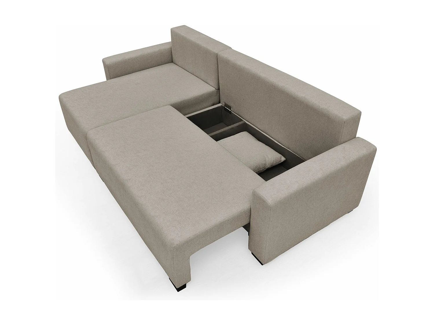 Canapé d'angle convertible moderne Gwendal Tissu Kaki