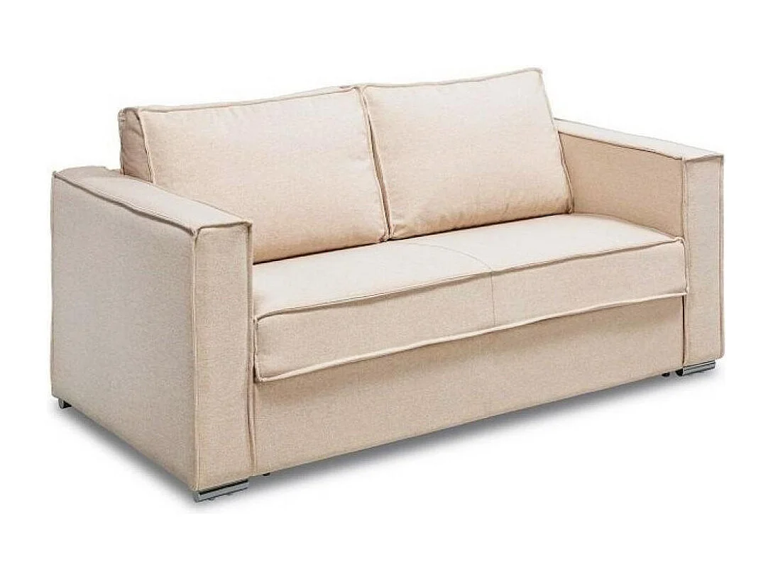 Canapé convertible EXPRESS MAJORQUE couchage 140 cm matelas 18 cm tissu tweed twist crème