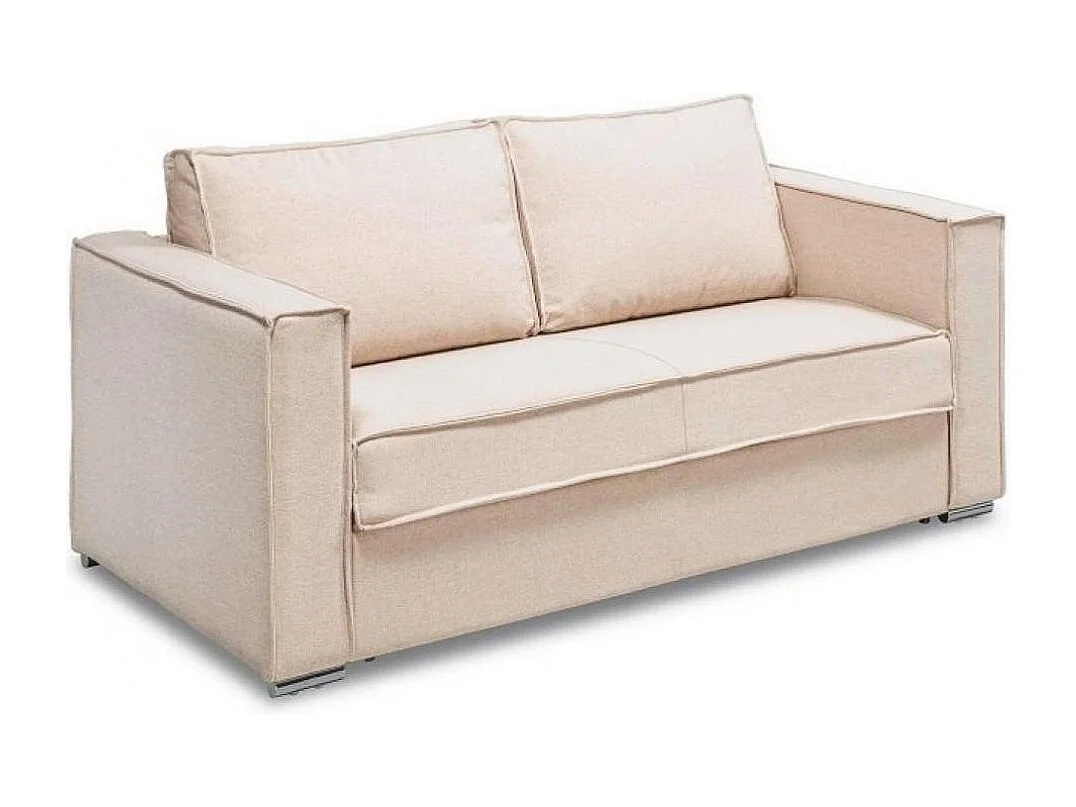 Canapé convertible EXPRESS MAJORQUE 140 cm matelas 18 cm sommier lattes tissu tweed twist crème