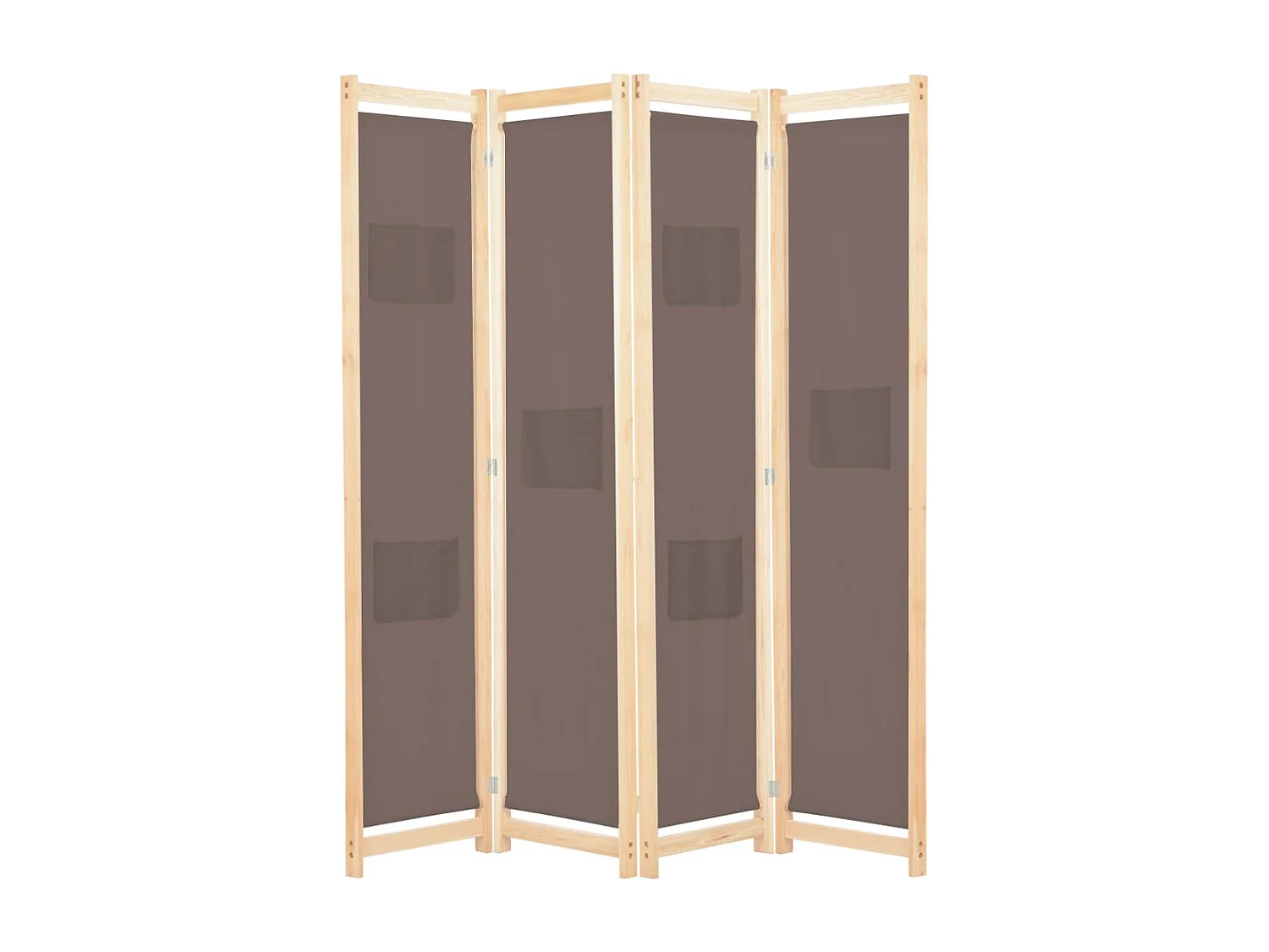 Cloison de séparation 4 panneaux Marron 160x170x4 cm Tissu