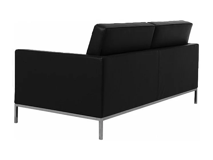 Canapé design 2 places capitonné cuir noir Flora 145cm