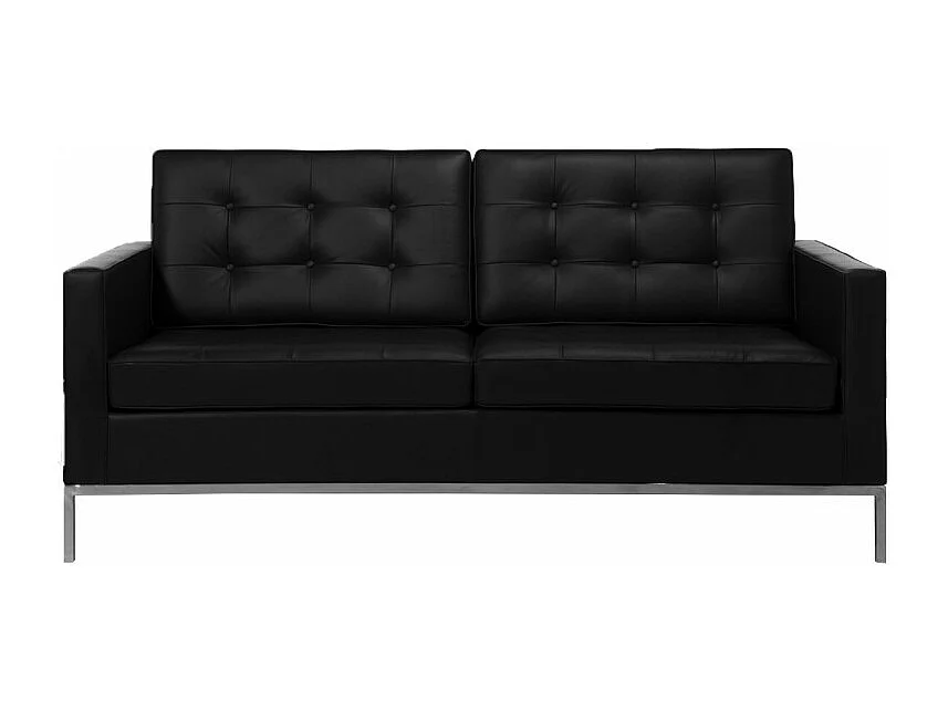 Canapé design 2 places capitonné cuir noir Flora 145cm