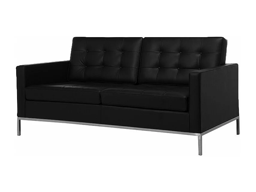 Canapé design 2 places capitonné cuir blanc Flora 145cm