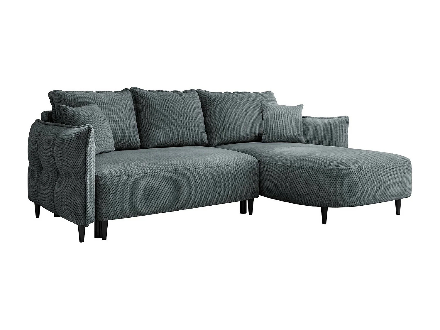 Canapé d'angle TrendyNest 101, Gris, Fonction de couchage, Boîte de literie, 244x165x76cm