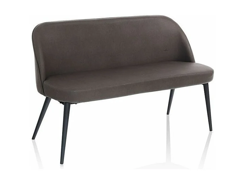 Canapé 2 places simili cuir marron et pieds métal noir Tepra L 130cm