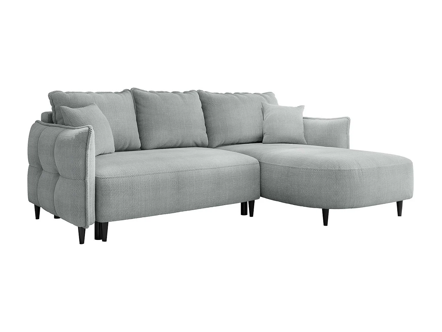 Canapé d'angle TrendyNest 101, Gris, Fonction de couchage, Boîte de literie, 244x165x76cm