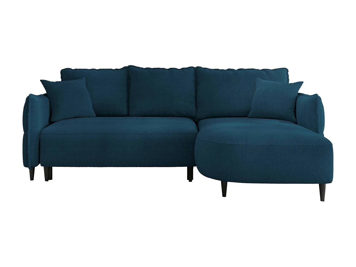 Canapé d'angle TrendyNest 101, Bleu, Fonction de couchage, Boîte de literie, 244x165x76cm