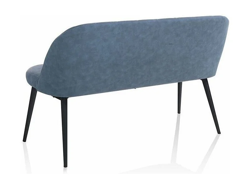 Canapé 2 places simili cuir bleu et pieds métal noir Mayra L 130cm