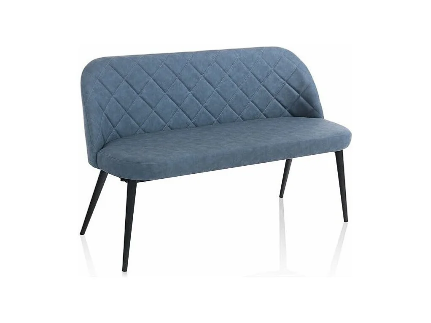 Canapé 2 places simili cuir bleu et pieds métal noir Mayra L 130cm