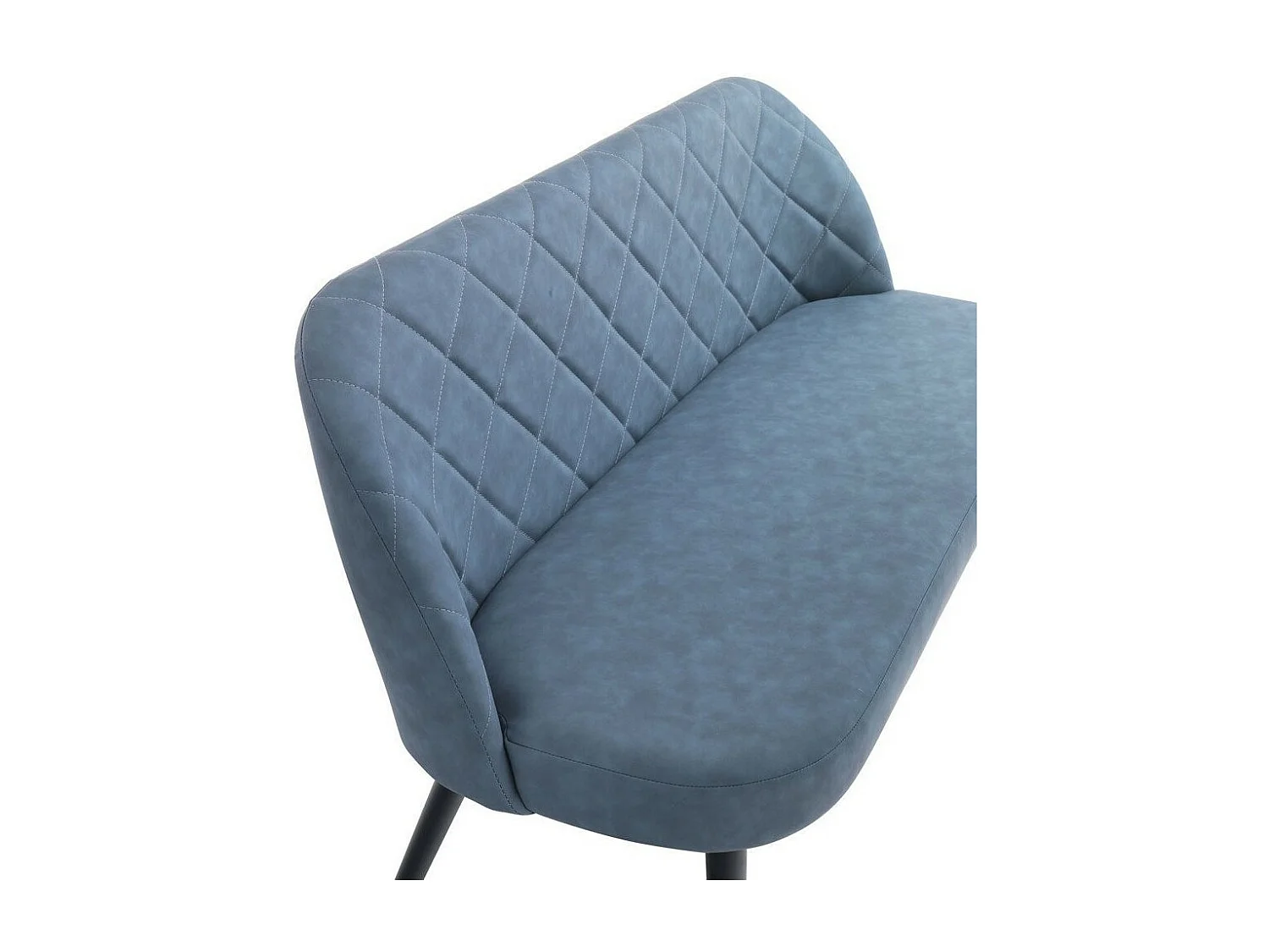 Canapé 2 places simili cuir bleu et pieds métal noir Mayra L 130cm