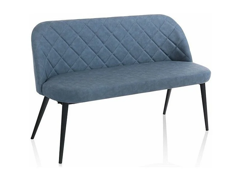 Canapé 2 places simili cuir bleu et pieds métal noir Mayra L 130cm