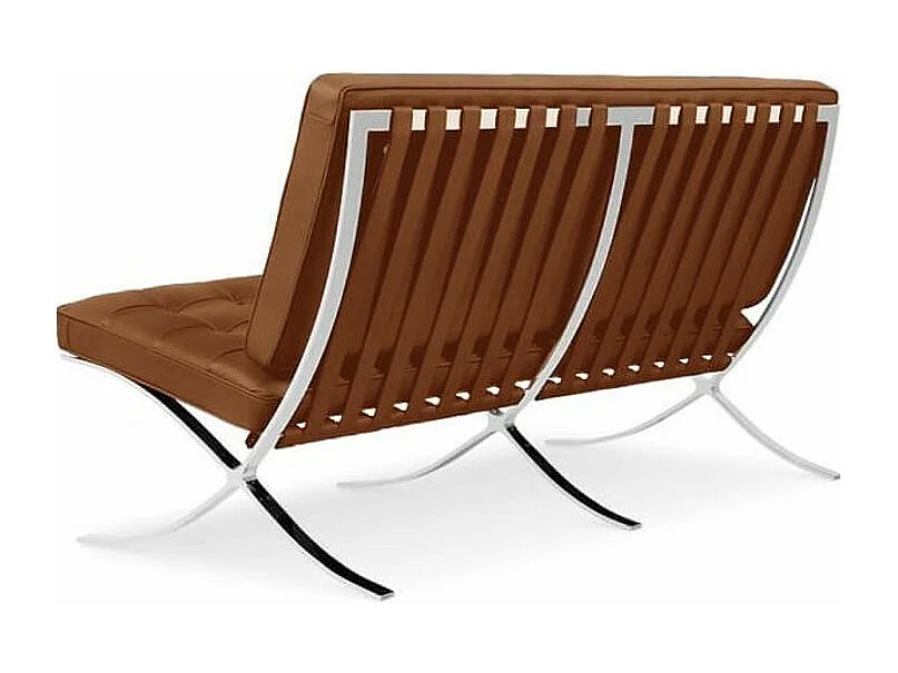 Canapé design 2 places cuir capitonné marron Barka