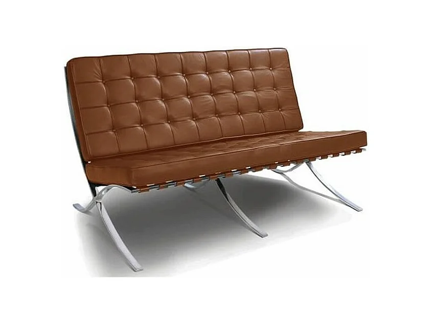 Canapé design 2 places cuir capitonné marron Barka