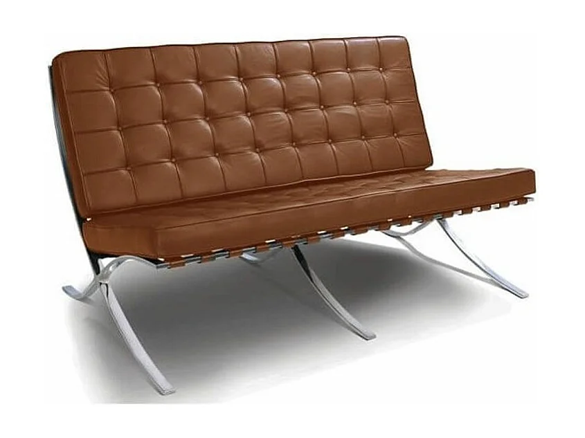 Canapé design 2 places cuir capitonné marron Barka