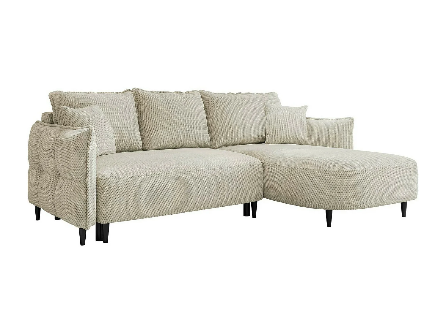 Canapé d'angle TrendyNest 101, Brun clair, Fonction de couchage, Boîte de literie, 244cm